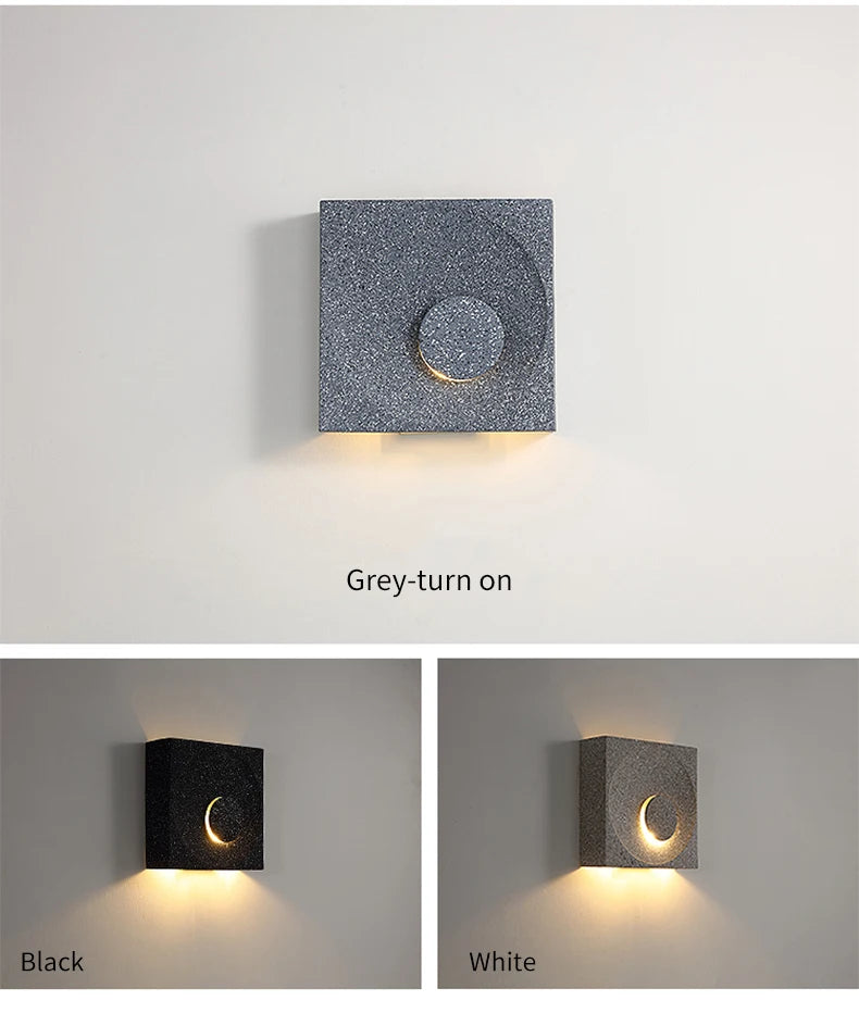 Cement LED Wall Sconce Wabi Sabi Minimalist Bedroom Hallway Frosted