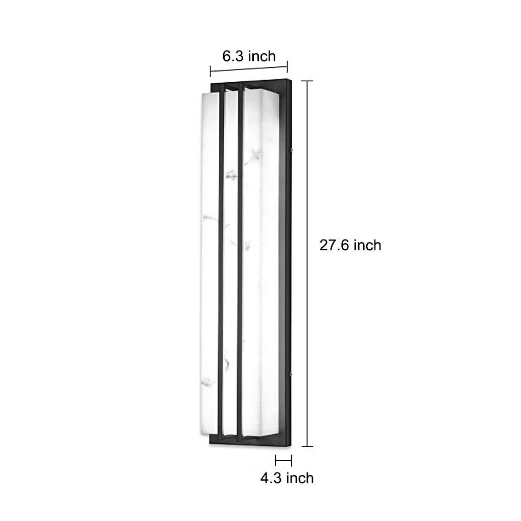 Modern LED Outdoor Wall Sconce Stainless Steel Resin Marble Shade IP54 28W 3CCT Black 27 Inch