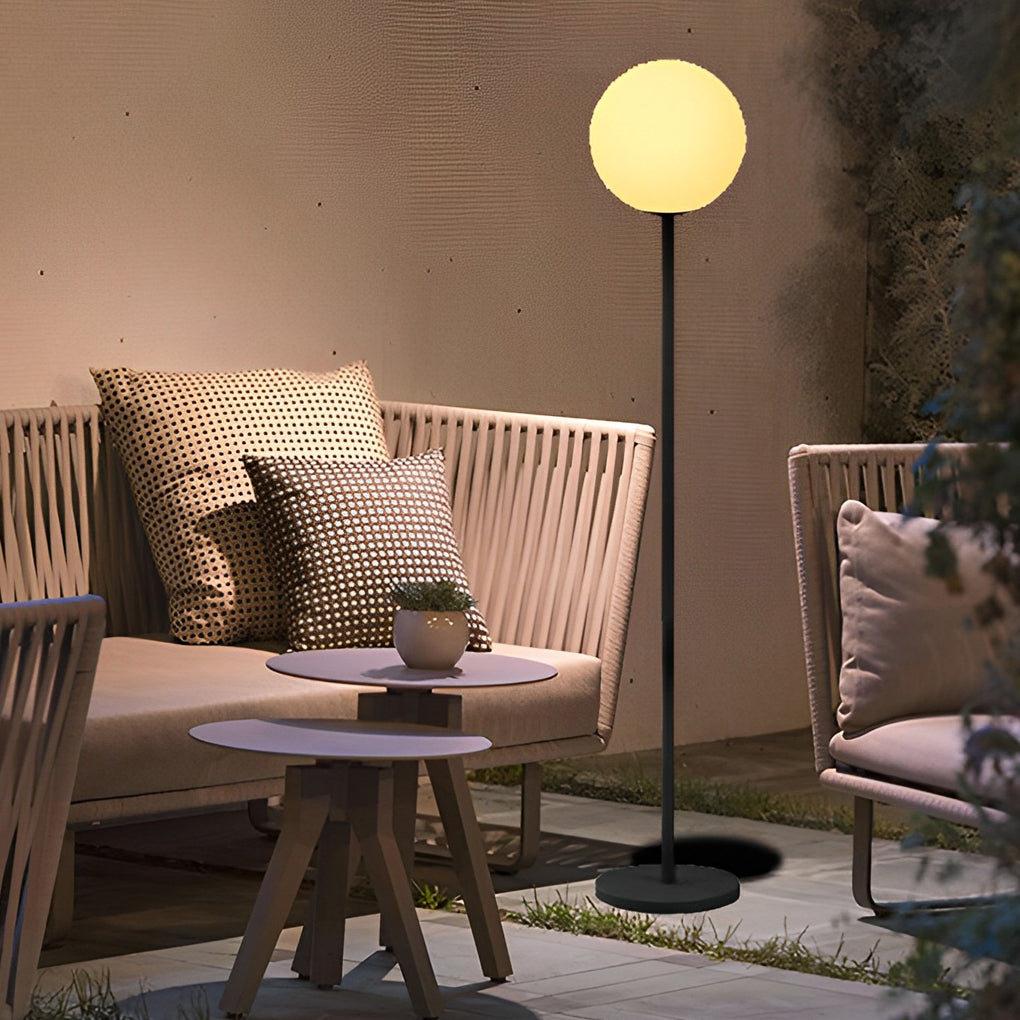 Modern Floor Lamp RGB 16 Color LED Globe App Control Dimmable Black Metal PE Shade Living Room Bedroom 60 Inch