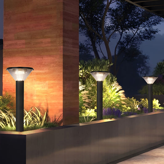 Tapered Solar LED Pathway Light Black Frosted Aluminum 3-CCT 4400mAh Base or Insert 2 Heights