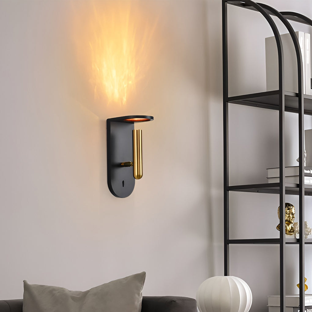 Flame Effect LED Wall Sconce Modern Adjustable Decorative Indoor Accent Light Black White