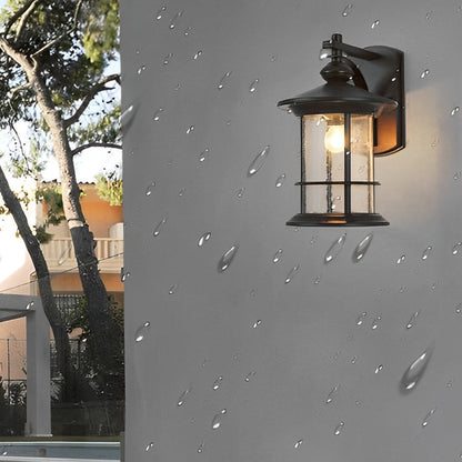 Retro Outdoor Wall Lantern Aluminum Alloy Glass E27 IP44 Waterproof Black American Garden Porch