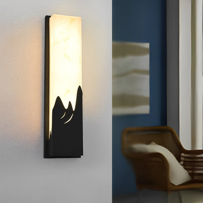 Modern LED Outdoor Wall Sconce Stainless Steel Imitation Marble Mountain Scenery IP65 3000K 2 Sizes