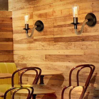 Industrial Rope Wall Sconce – Retro Iron E27 Wall Lamp Fixture