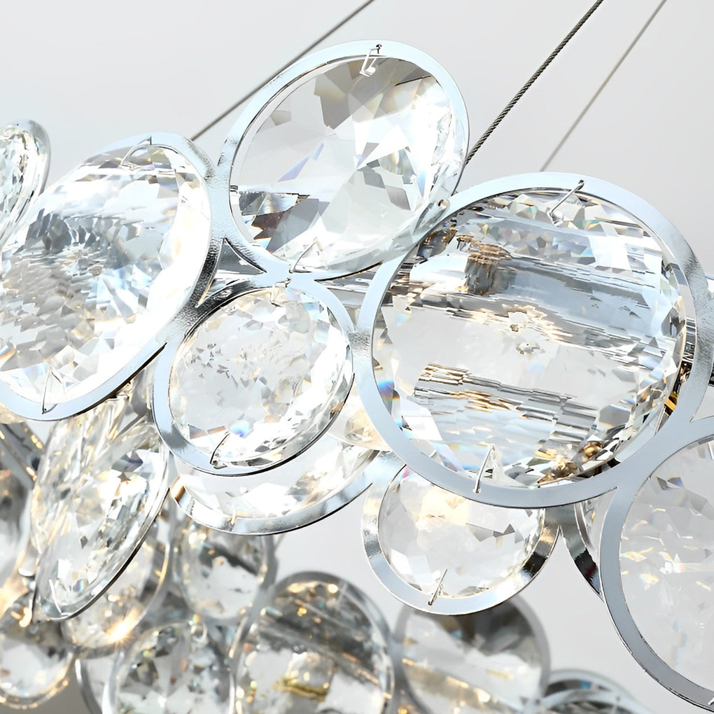 Round Bubble Crystal Chandelier Stainless Steel E14 3000K Electroplated Silver 4 Sizes Indoor