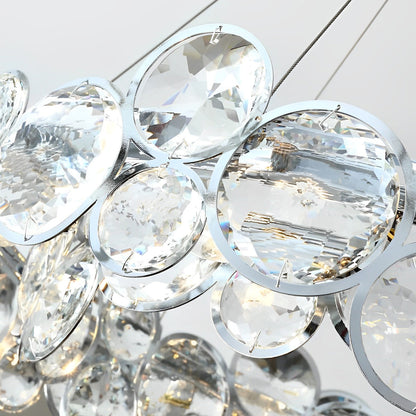 Round Bubble Crystal Chandelier Stainless Steel E14 3000K Electroplated Silver 4 Sizes Indoor