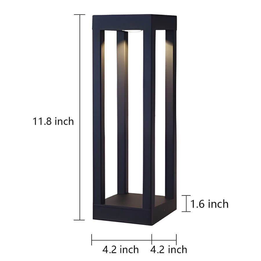 Modern Outdoor LED Bollard Garden Light 4-Beam Glass Aluminum Black 4 Heights