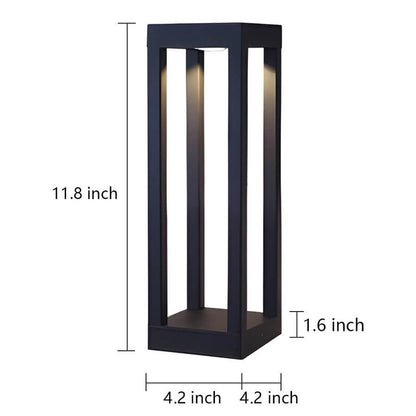 Modern Outdoor LED Bollard Garden Light 4-Beam Glass Aluminum Black 4 Heights