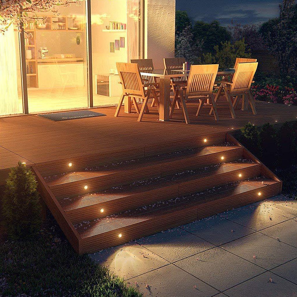 Hardwired LED Recessed In-Ground Well Light 1.5W White Stainless Steel IP67 Flush Mount Deck Step Walkway 3000K or 4500K