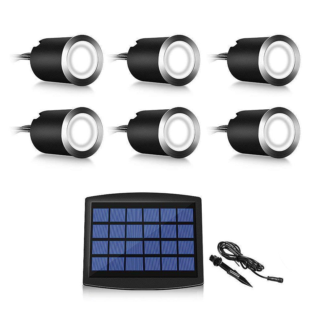 Solar Powered LED In-Ground Well Light 1W Black 304 Stainless Steel IP67 16Hr Runtime 3000K or 4000K