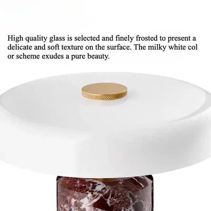Modern Rechargeable LED Table Lamp Touch Dimmable Marble Base Blown Glass Shade Wireless Charger 3000K Denmark 8.27 Inch