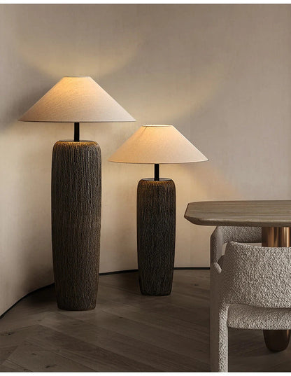 Quiet Pottery Ceramic Floor Lamp – Zen Fabric Shade