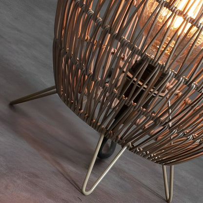 Handmade Rattan Oval Cage Outdoor Floor Lamp IP65 E27 Retro Rustic Iron