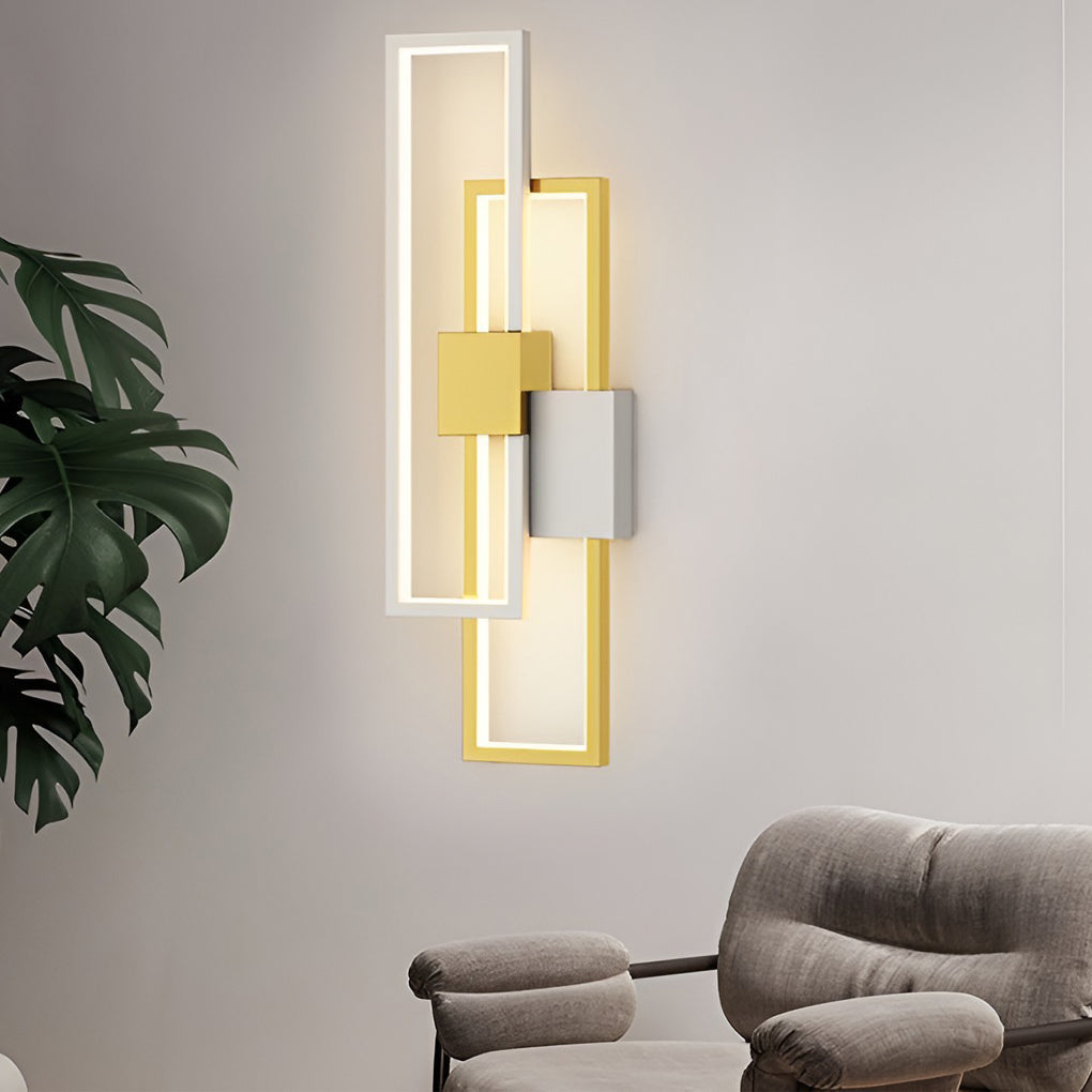 Rectangular Three-Color LED Wall Sconce Modern Nordic Bedroom Hallway Black Gold
