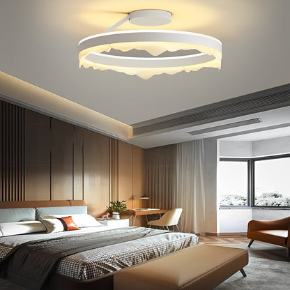 Round LED Semi-Flush Mount Ceiling Light Nordic Modern Iron Acrylic White Stepless Dimmable 16 20 Inch
