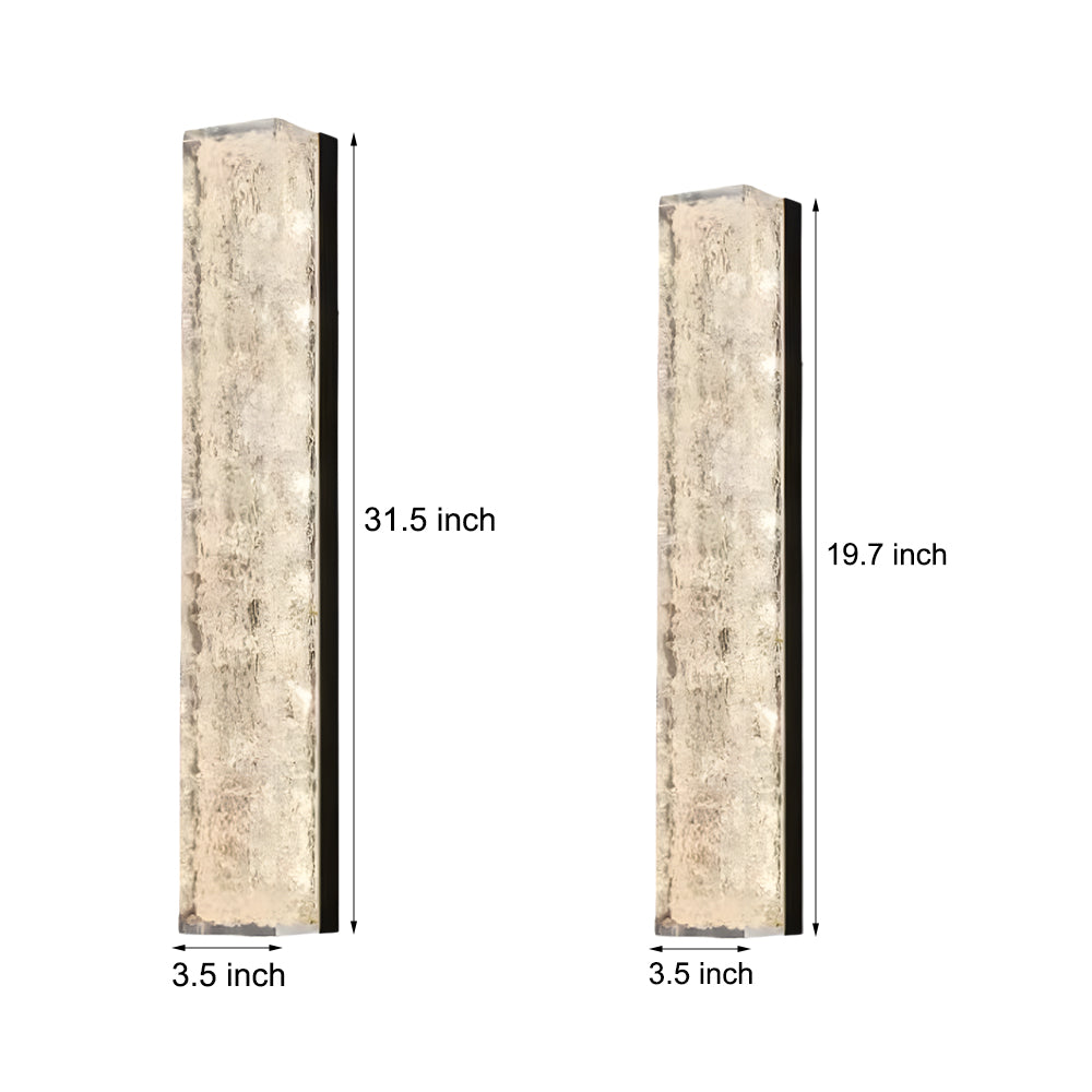 Brass Ice Resin Linear LED Wall Sconce 3000K 24W/36W Modern Luxury Indoor 2 Heights