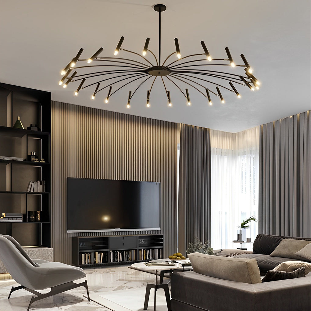 Modern Adjustable Metal LED Chandelier Minimalist Linear Ceiling Light