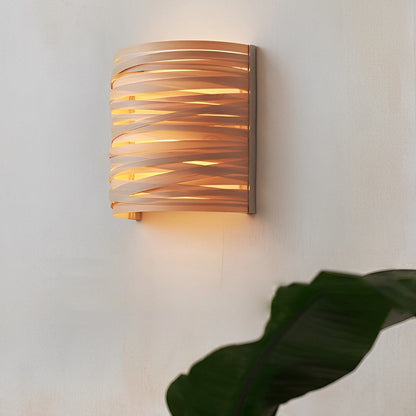Handcrafted Wooden Wall Sconce – Semi-Cylindrical Rustic Modern Accent Light