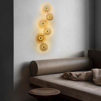Post-Modern Round Glass Wall Sconce Luxury LED Gold Multi-Light Bedroom Living Room