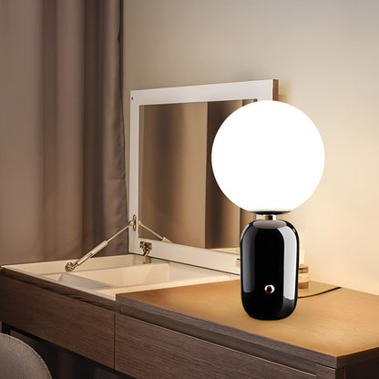 Modern Table Lamp Frosted Glass Globe Electroplated Metal Column Nordic E27 LED Gold Black 3 Sizes Up To 19.3 Inch