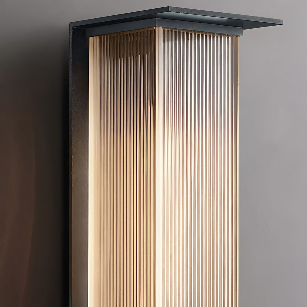 Modern Ribbed Acrylic Outdoor Wall Sconce Solar or Hardwired LED 3 Heights