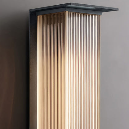 Modern Ribbed Acrylic Outdoor Wall Sconce Solar or Hardwired LED 3 Heights