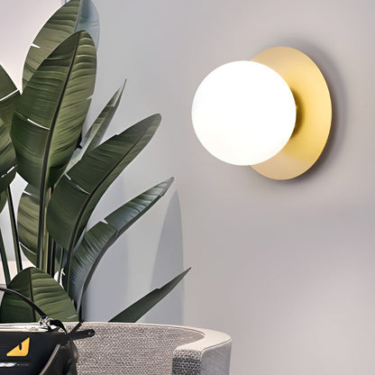 Round Glass Ball LED Wall Sconce Modern Gold Black Bedroom Living Room 12W