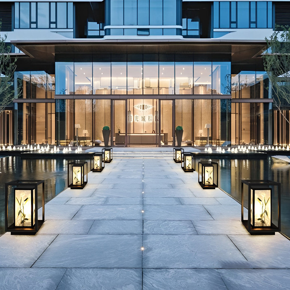 Artistic Solar LED Bollard Light Landscape Pattern Outdoor Pathway Lighting Waterproof Steel Acrylic E27 IP55