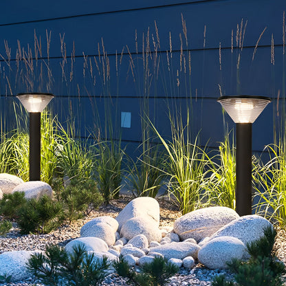 Tapered Solar LED Pathway Light Black Frosted Aluminum 3-CCT 4400mAh Base or Insert 2 Heights