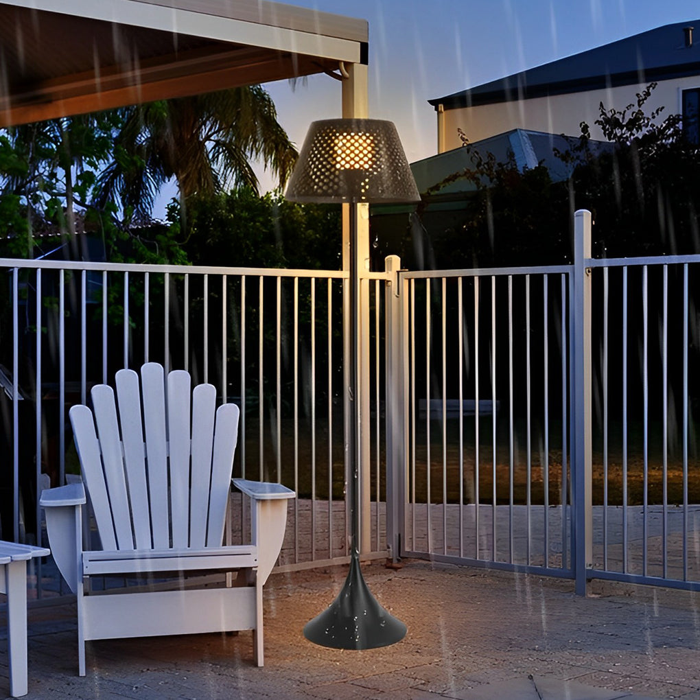 Modern Stainless Steel Mesh Shade Outdoor Floor Lamp IP65 Solar/Plug-In 3000K