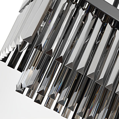 Rectangular Smoke Gray Crystal Chandelier Stainless Steel E14 3-Step Dimming Retro Nordic