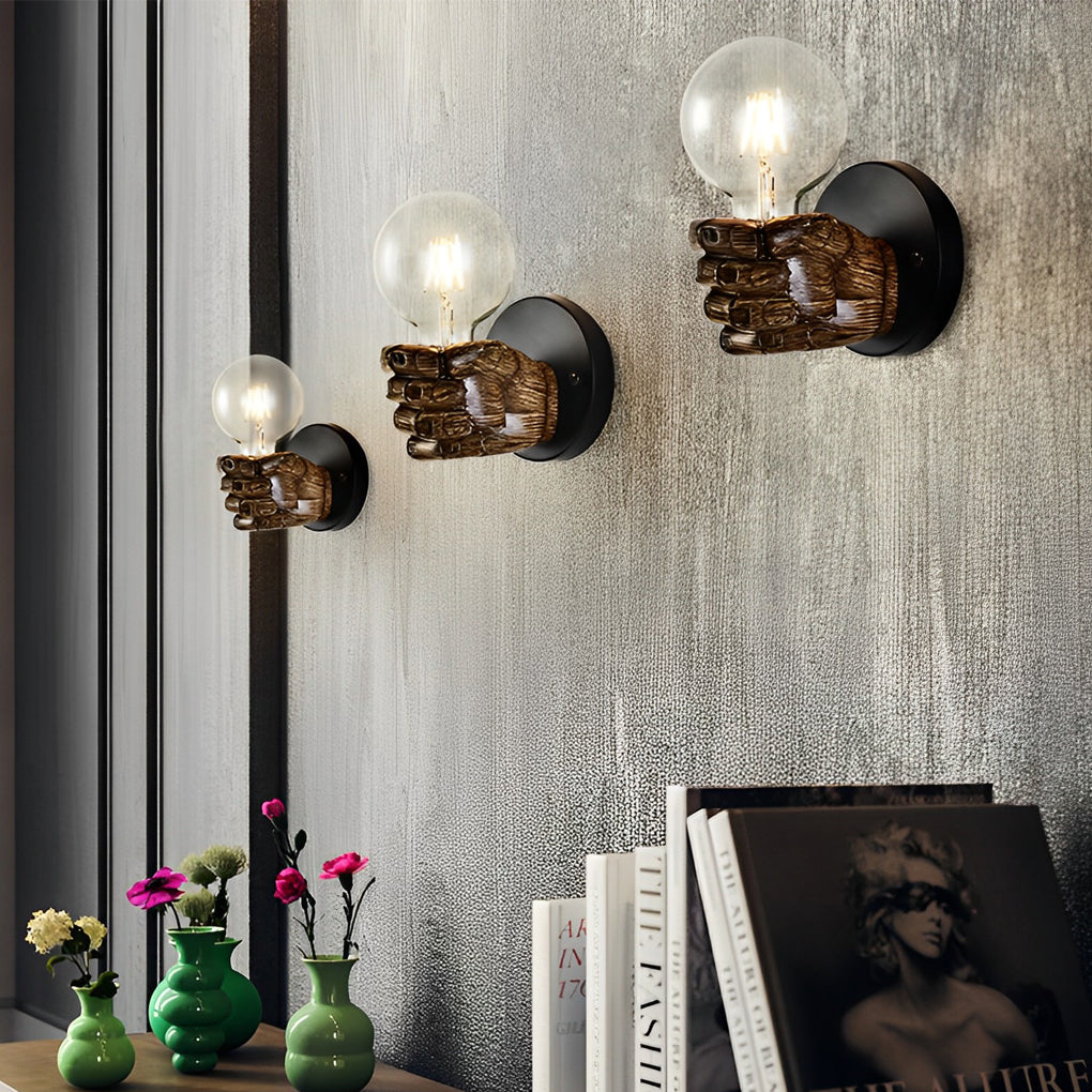 Industrial Resin Fist Wall Sconce Light – Retro Hand Wall Lamp