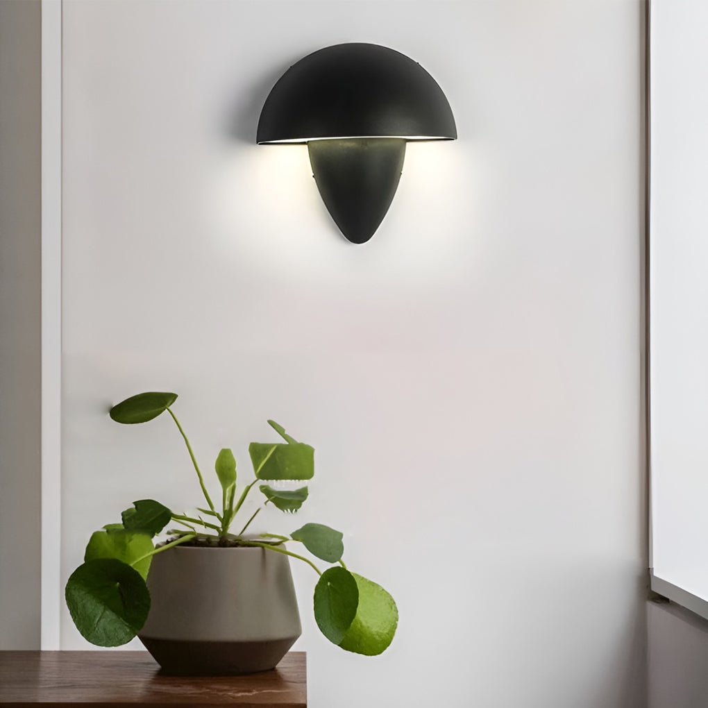 Mushroom Shape Waterproof LED Outdoor Wall Light Modern Exterior Patio Entryway Black White