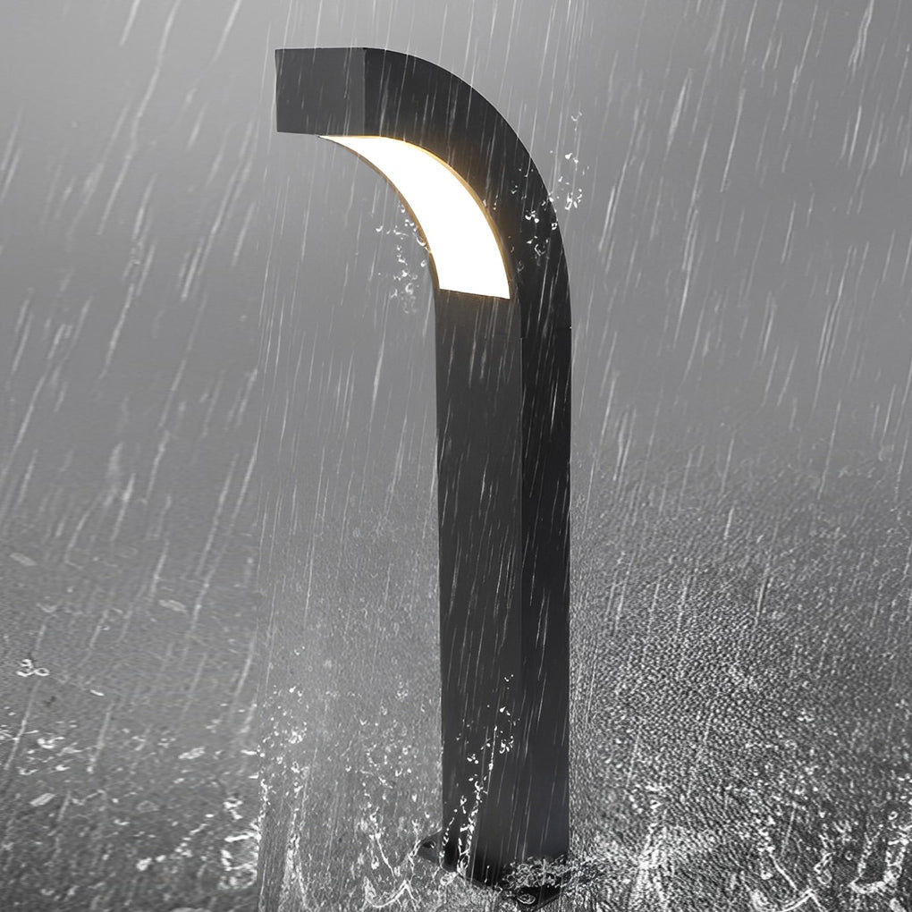 Curved Die-Cast Aluminum LED Path Light Black Minimalist Outdoor Landscape 24'' IP65
