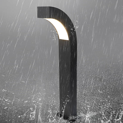Curved Die-Cast Aluminum LED Path Light Black Minimalist Outdoor Landscape 24'' IP65