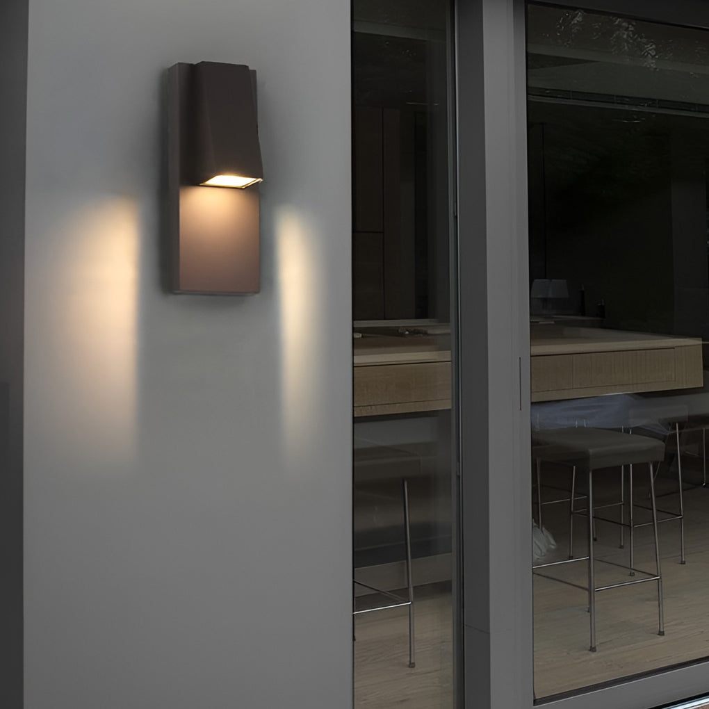 Modern LED Outdoor Wall Sconce Die-Cast Aluminum Glass Shade 18W 3000K 95-265V Black Courtyard Villa
