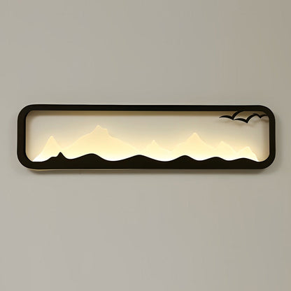 Modern LED Outdoor Wall Sconce Iron Acrylic Mountain Scenery 3000K IP65 Black 5 Sizes Industrial