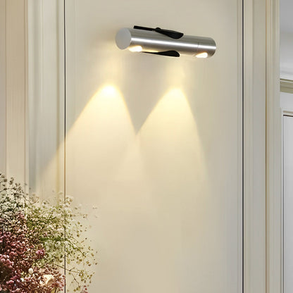 Adjustable Up Down LED Wall Washer Lamp Modern Cylindrical Staircase Hallway Living Room Black Silver