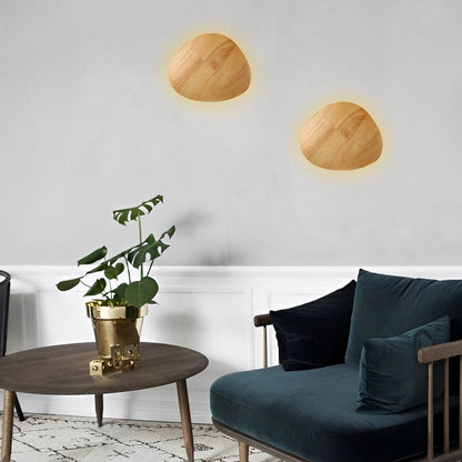 Nordic Wood Wall Sconce Round Oval LED Bedside Warm White Oak Modern Scandinavian