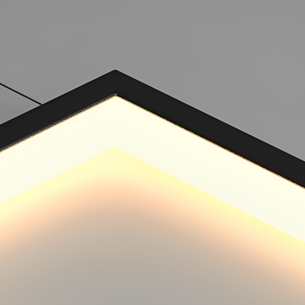 Staircase Chandelier Aluminum Silicone Six Rectangular Frame Black Nordic Integrated LED Three Heights 3000K or 6000K