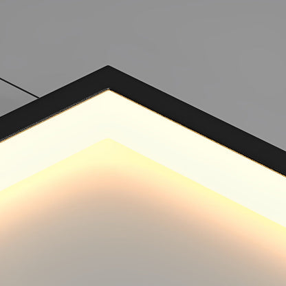 Staircase Chandelier Aluminum Silicone Six Rectangular Frame Black Nordic Integrated LED Three Heights 3000K or 6000K