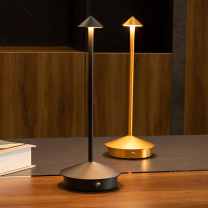 Rechargeable Mushroom Table Lamp Slim Aluminum Pina Cordless Touch Stepless Dimming 12H Black or Gold