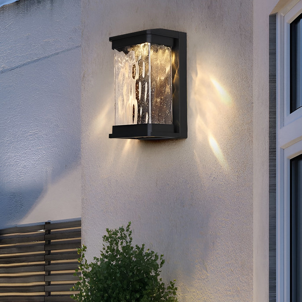 Modern Black Outdoor Wall Sconce Stone Texture Glass LED 18W IP65 95-265V