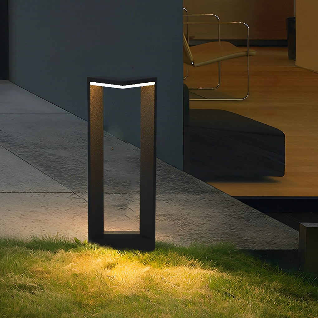 Linear Frame LED Pathway Light Black Aluminum 12W Geometric Outdoor Landscape 3 Heights
