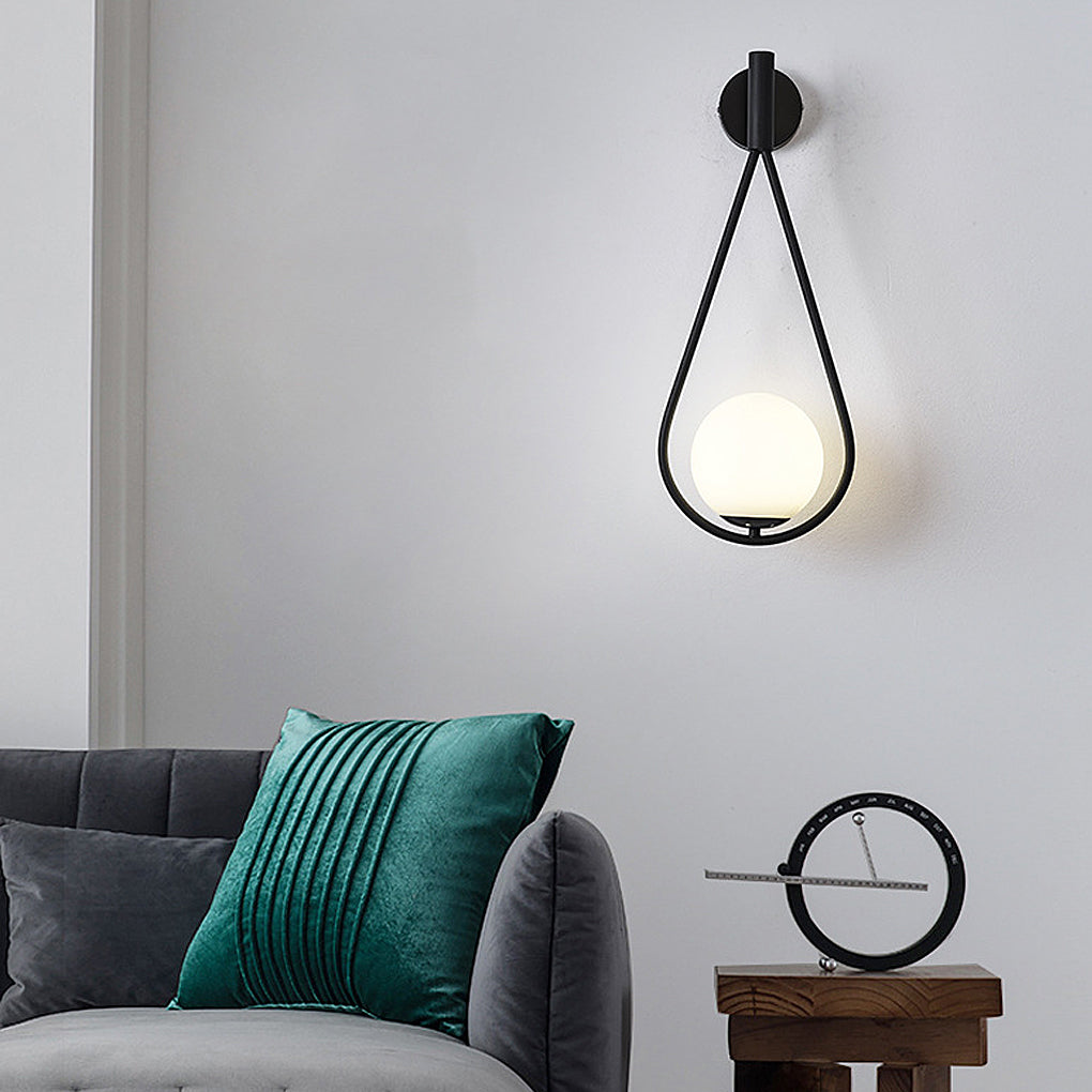 Teardrop Wall Sconce Nordic Glass Globe Iron E27 Bedroom Living Room Black Gold