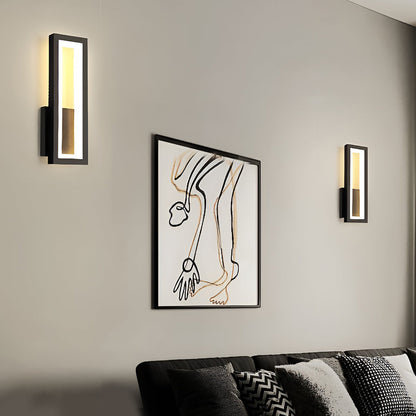 Rectangular LED Wall Sconce Minimalist Nordic Modern Bedroom Hallway Black White Gold