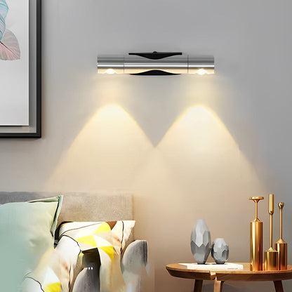 Adjustable Up Down LED Wall Washer Lamp Modern Cylindrical Staircase Hallway Living Room Black Silver