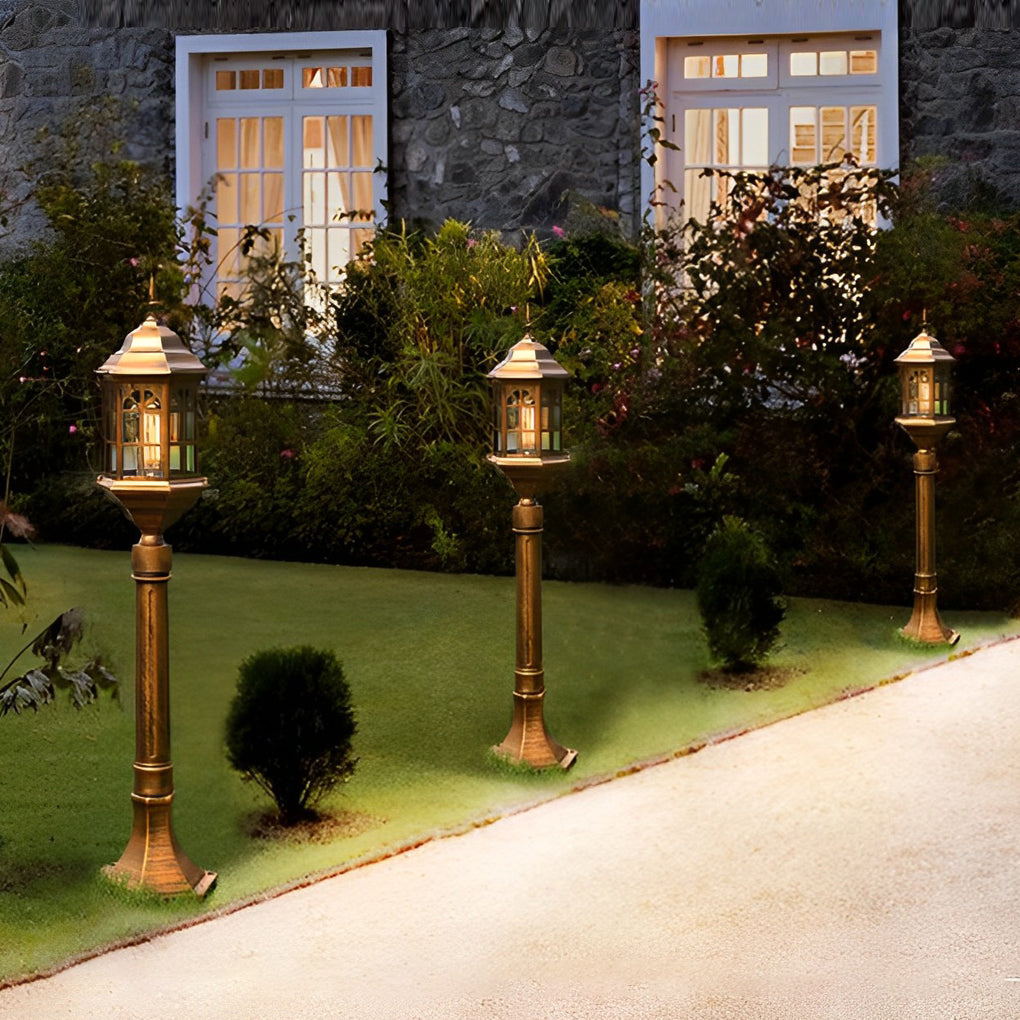 Modern Industrial Slim Post Outdoor Lamp Black or Bronze Die-Cast Aluminum Cylindrical Glass 32 Inch