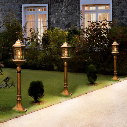 Modern Industrial Slim Post Outdoor Lamp Black or Bronze Die-Cast Aluminum Cylindrical Glass 32 Inch