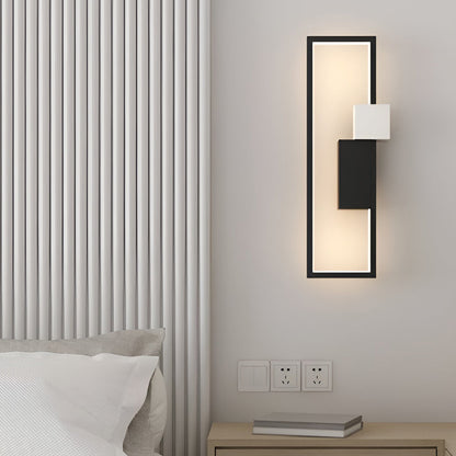 Rectangular Three-Color LED Wall Sconce Modern Nordic Bedroom Hallway Black Gold